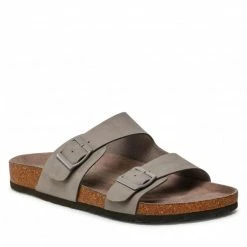 Clogs And Mules Slides LANETTI - MS1123-10 Light Grey Grey